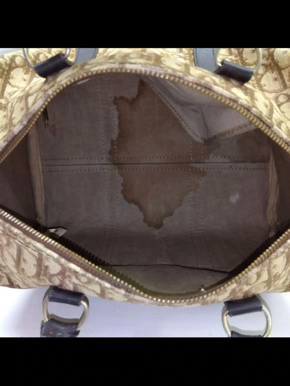 Dior Brown Monogram Canvas Duffel with Dark Brown Leather Trim